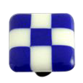 Li'l Squares Cobalt Blue and White Knob