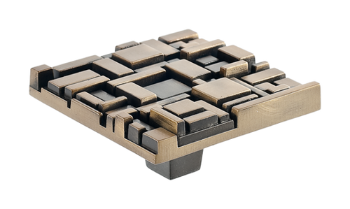 Offset Square Knob 2 1/2'' C-OF02  in Antique Brass