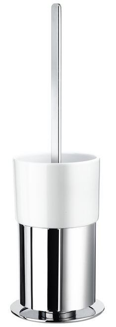 Outline Toilet Brush with Porcelain Glass Container In Polished Chrome / White Porcelain FK311P  in Polished Chrome