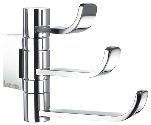 Ice Swing Arm Triple Hook In Polished Chrome / Frosted Glass OK327  in Polished Chrome