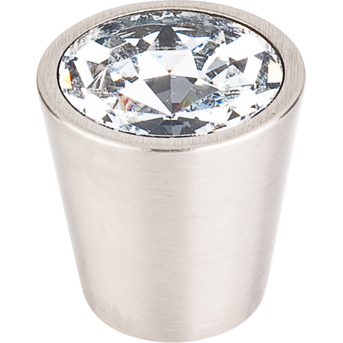 Clear Crystal Center Knob 1 1/16''   TK135  in Brushed Satin Nickel Shell
