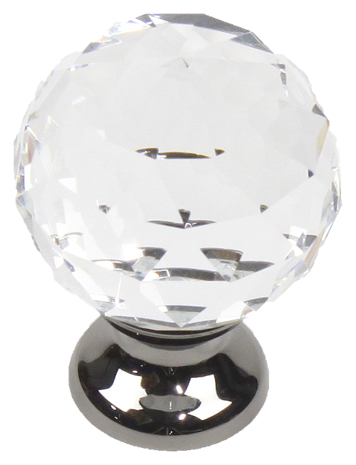 30mm Transparent Faceted Knob Matte Black brass base 18905-NBCS in Matte Black