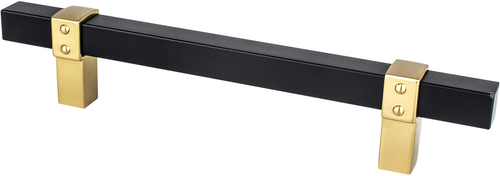 Rivet Rebel 128mm CC Matte Black Bar and Modern Brushed Gold Posts Pull 5110-455MDB-P
