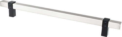 Rivet Rebel 224mm CC Brushed Nickel Bar and Matte Black Posts Pull 5124-4BPN55-P