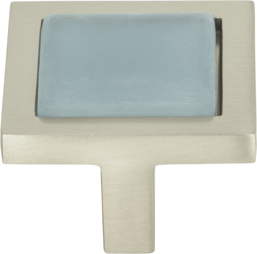 Spa Blue Square Knob 1 3/8'' Brushed Nickel 230-BLU-BRN