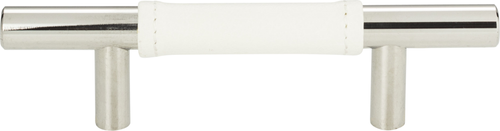 Zanzibar White Leather Pull 3'' cc Polished Chrome 280-WT-CH