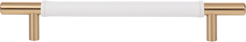 Zanzibar White Leather Pull 6 5/16'' cc Warm Brass 281-WT-WB