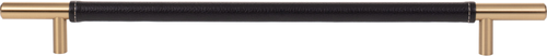 Zanzibar Black Leather Pull 11 5/16'' cc Warm Brass 282-BL-WB