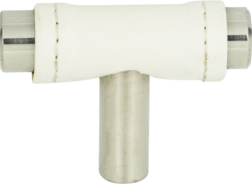 Zanzibar White Leather Knob 1 7/8'' Polished Chrome 288-WT-CH