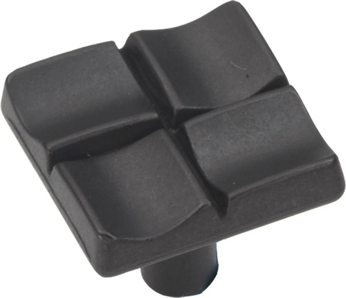 Tidal Collection Knob 1'' Square Black Iron Finish P3457-BI