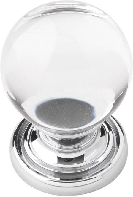 Luster Collection Knob 1-1/8'' diam Glass with Chrome Finish B076568-GLCH