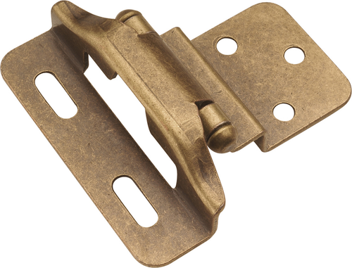 Hinge Semi-Concealed 3/8'' Inset 1/4'' Overlay Face Frame Part Wrap Self-Close Antique Brass Finish P61030F-AB