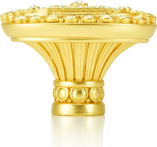 Evening Dress 2 Oval Knob, Clear Crystal Satin Gold Finish 10352SG