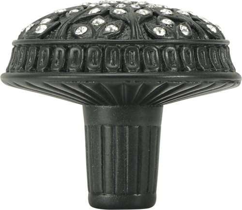 Hampton Crystalized Knob, Decorated With Swarovski® Lt Col Topaz Crystals, Burnish Brass 7722/4