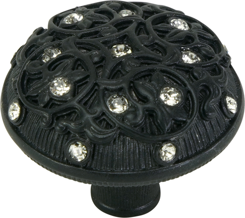 Edgar Berebi Assorted Knobs Knob Decorated With Clear Swarovski Crystals In Matte Black Plate 7907-4