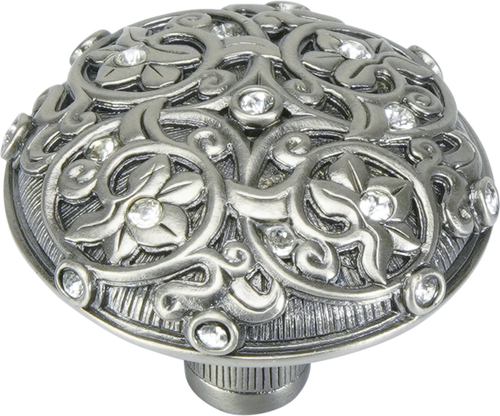 Edgar Berebi Assorted Knobs Knob Decorated With Clear Swarovski Crystals In Antique Nickel Plate 7907AN
