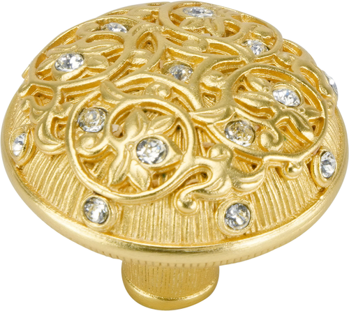 Edgar Berebi Assorted Knobs Knob Decorated With Clear Swarovski Crystals In Satin Gold Plate 7907SG