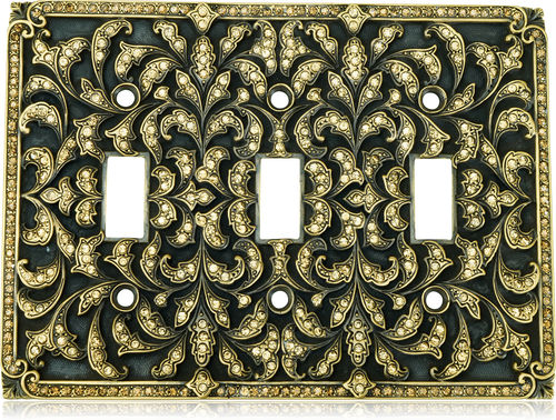 Triple Toggle Switch Cover, Lt. Colorado & Smoke Topaz Cr. Museum Gold Finish 8000/9