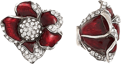 Chartres Knob, Garnet With Clear Crystal Burnish Silver Finish 8011/26