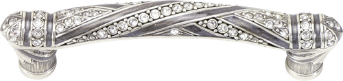 Fairfax 3-1/2'' cc Pull With Metallic Silver, Decorated With Swarovski® Clear Crystal, Burnished Silver 8132/16