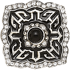 Chinoiserie Knob, Jet With Clear Crystal & Jet Cabochon Burnish Silver Finish 8225/16