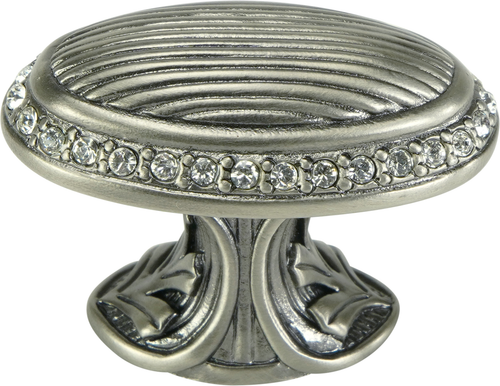 Edgar Berebi Cambridge Oval Knob Decorated With Clear Swarovski Crystals In Antique Nickel Plate 8560AN
