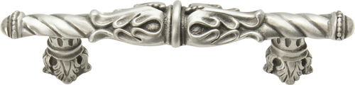 Acanthus 3'' cc pull Romanesque style with column base in Satin. 1048-11