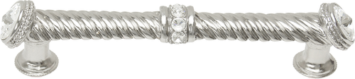 Caché 5'' cc large pull with end & center 7 rivoli Swarovski Clear Crystals in Platinum. 1200-24C