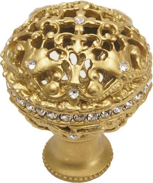 Juliane Grace large knob full round with Swarovski Clear Crystals in Soft Gold. 134-27C