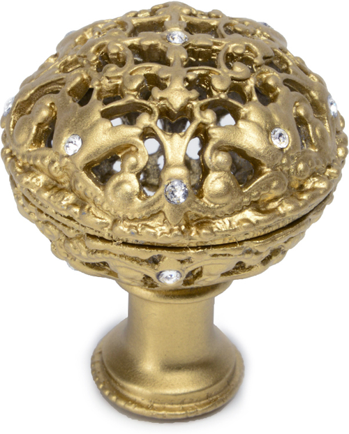 Juliane Grace large knob full round with 13 Swarovski Clear Crystals in Soft Gold. 143-27C