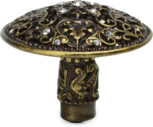 Juliane Grace large knob with 17 Swarovski Clear Crystals in Antique Brass. 146-3C