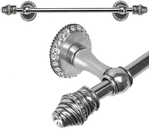 Caché II 16'' cc towel bar with 80 rivoli Swarovski Clear Crystals with 5/8'' smooth center 1810-9C