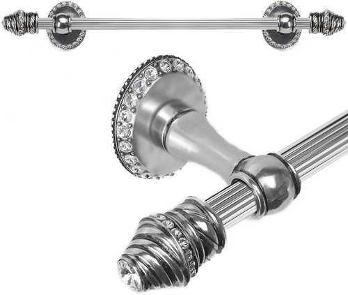 Caché II 24'' cc towel bar with 80 rivoli Swarovski Clear Crystals with 5/8'' reeded center 1811R-9C