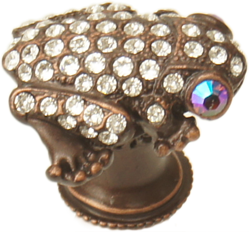 In The Garden Carpe Diem Oil Rub Bronze Frog knob w/ Swarovski Crystals 2581-22C
