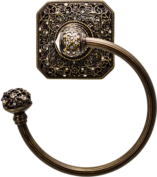 Juliane Grace swing towel reeded ring left with 131 Swarovski Clear Crystals 4058R-3C