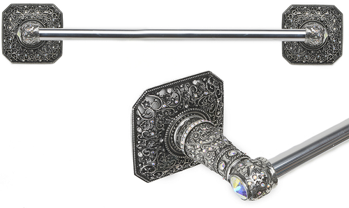 Juliane Grace 16'' cc towel bar with 213 Swarovski Clear & Aurore Boreale Crystals with 5/8'' smooth center 4170-9CAB