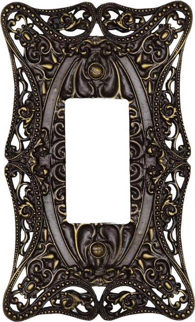 Acanthus Carpe Diem 5003-3 Antique Brass single rocker/GFI switchplate 5003-3