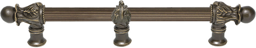 Acanthus 9'' cc with 5/8'' reeded center & center brace long pull Romanesque style in Antique Brass. 5556R-3