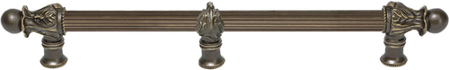 Acanthus 12'' cc with 5/8'' reeded center & center brace long pull Romanesque style in Antique Brass. 5557R-3