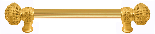 Juliane Grace 6'' cc with 5/8'' reeded center long pull large finial in Gilded Mercury. 5600R-8