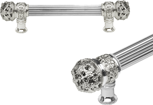 Juliane Grace 6'' cc with 5/8'' reeded center long pull small finial in Platinum. 5610R-24