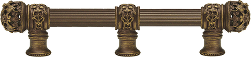 Juliane Grace 6'' cc with 5/8'' reeded center long pull & center brace small finial in Antique Brass. 5615R-3