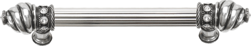 Caché 6'' cc with 5/8'' reeded center long pull with 16 rivoli Swarovski Clear Crystals in Chalice. 5670R-9C