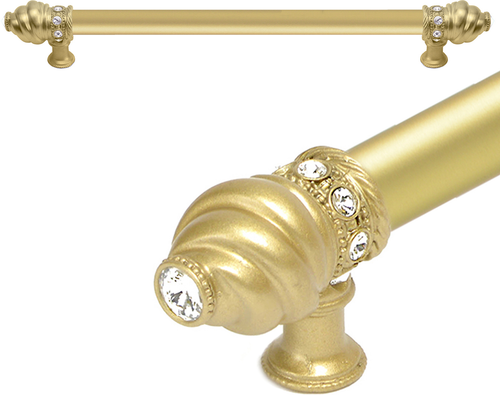 Caché 12'' cc with 5/8'' smooth center long pull with 16 rivoli Swarovski Clear Crystals in Soft Gold 5672-27C