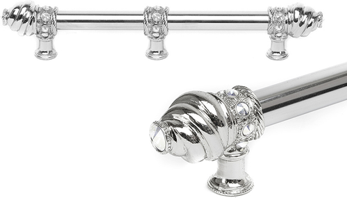 Caché 9'' cc with 5/8'' smooth center long pull & center brace with 16 rivoli Swarovski Clear Crystals in Platinum 5676-24C