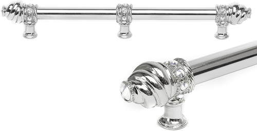 Caché 12'' cc with 5/8'' smooth center long pull & center brace with 16 rivoli Swarovski Clear Crystals in Platinum 5677-24C