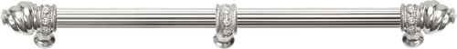 Caché 18'' cc with 5/8'' reeded center long pull & center brace with 16 rivoli Swarovski Clear Crystals in Platinum 5678R-24C