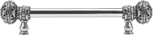 Juliane Grace 6'' cc with 5/8'' smooth center long pull large finial w/ 56 Swarovski Clear & Aurore Boreale Crystals 5690-9CAB
