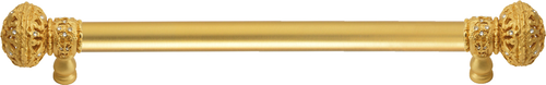 Juliane Grace 12'' cc with 5/8'' smooth center long pull large finial with Clear Swarovski crystals in Gilded Mercury. 5692-8C