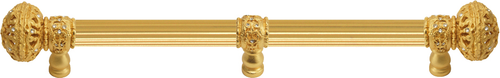 Juliane Grace 12'' cc with 5/8'' reeded center long pull & center brace large finial with Clear Swarovski crystals in Gilded Mercury. 5697R-8C